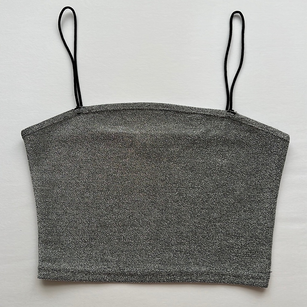 NWOT Shein gray/silver spaghetti strap crop top size XS